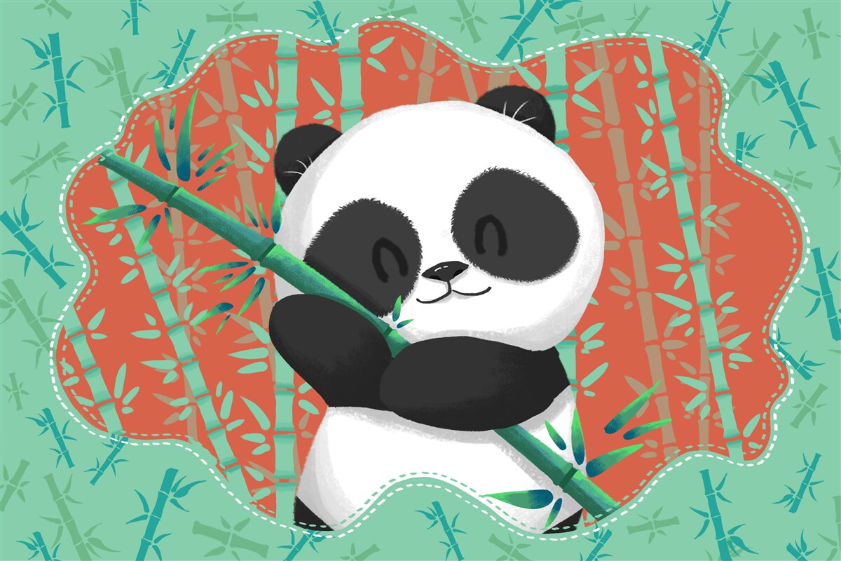 Fototapeten Bambus in den Armen von Panda