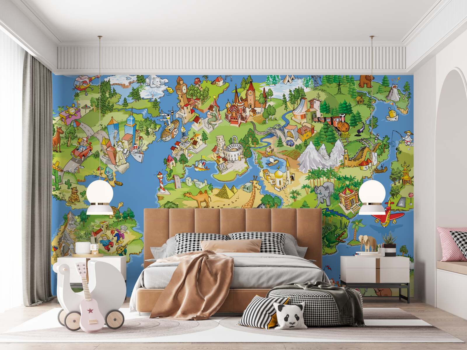Fototapeten Eine detaillierte Weltkarte für Kinder