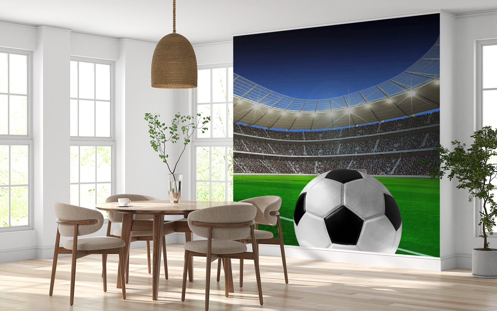 Fototapeten Es gibt ein Fußballfeld in der Arena