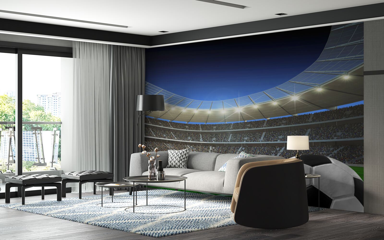 Fototapeten Fußball- und Fußballstadion