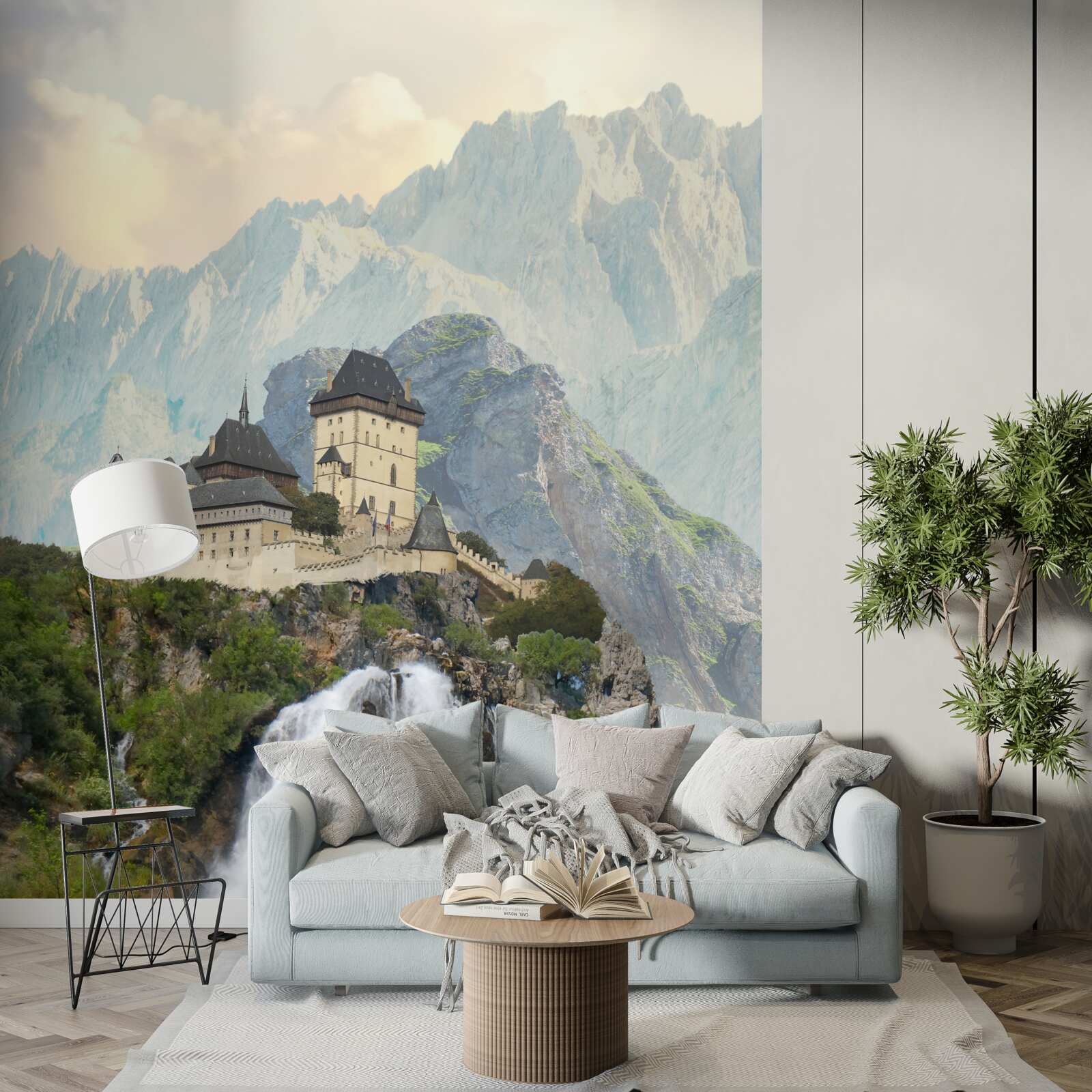 Fototapeten Karlštejn ist ein Schloss in den Bergen