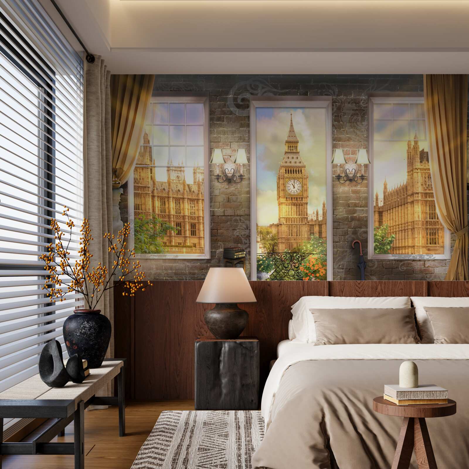 Fototapeten Balkon mit Blick auf Big Ben