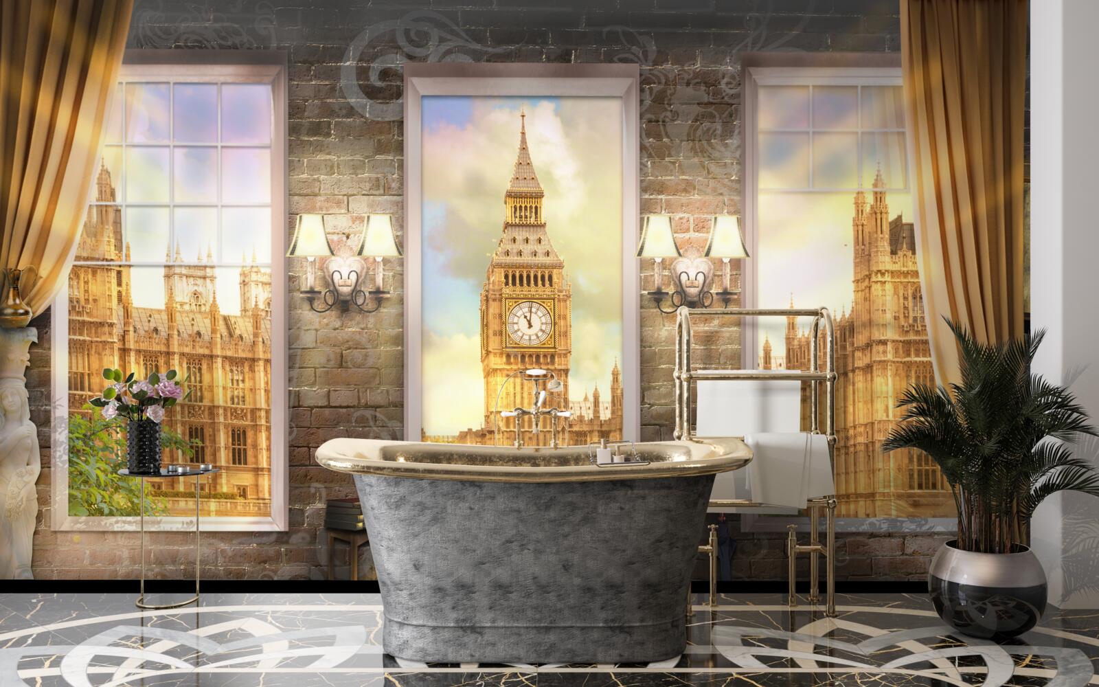 Fototapeten Balkon mit Blick auf Big Ben
