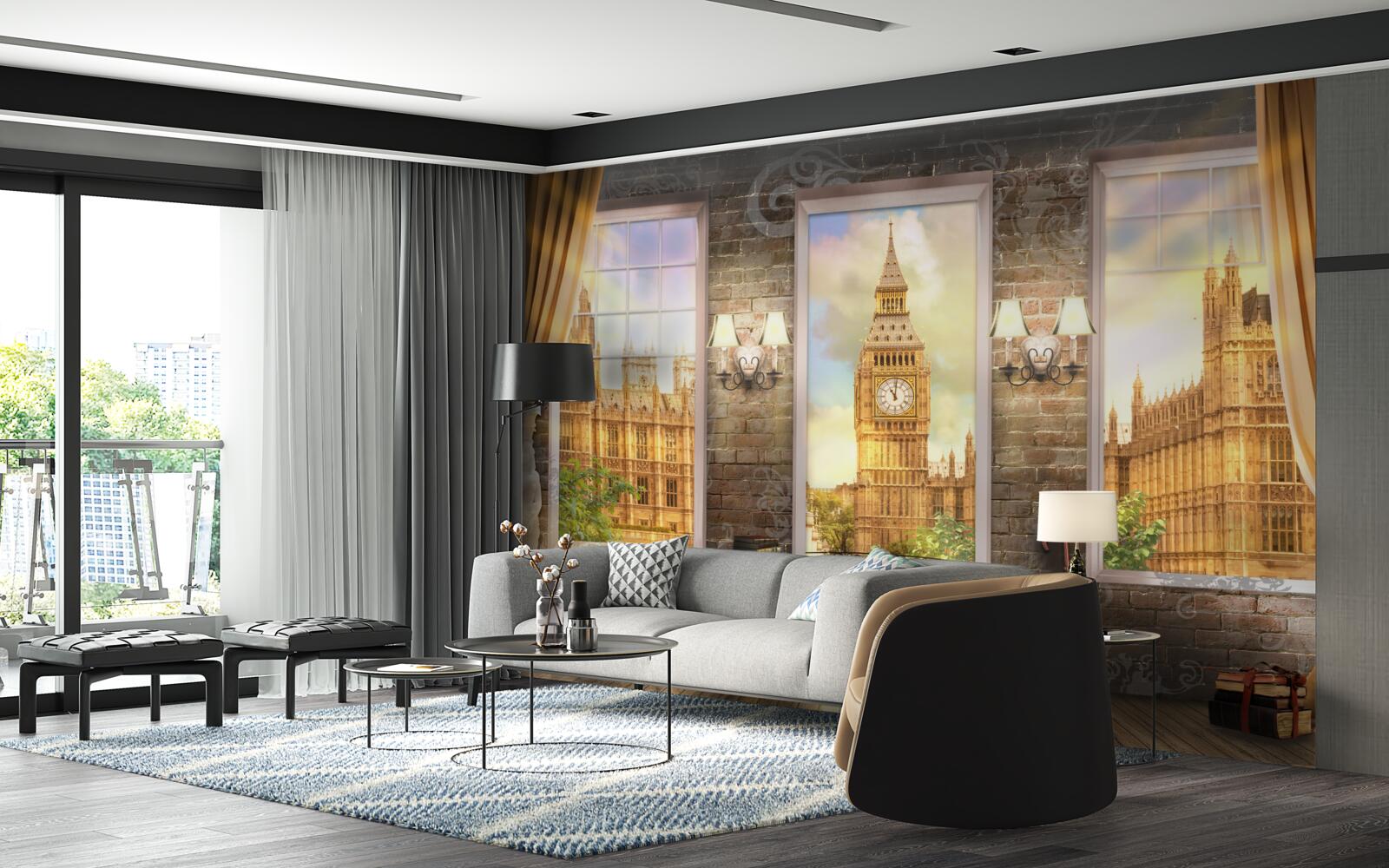 Fototapeten Balkon mit Blick auf Big Ben
