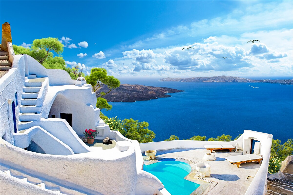 Fototapeten Insel Santorini in Griechenland