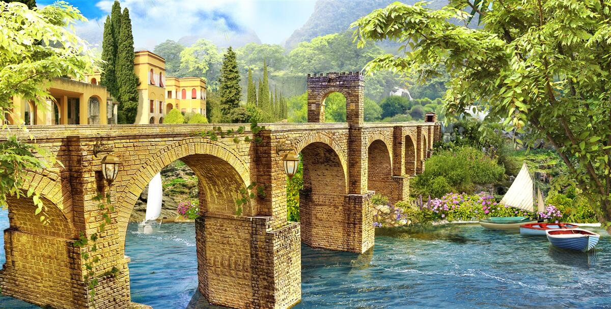 Fototapeten Eine großartige Architekturkanalbrücke