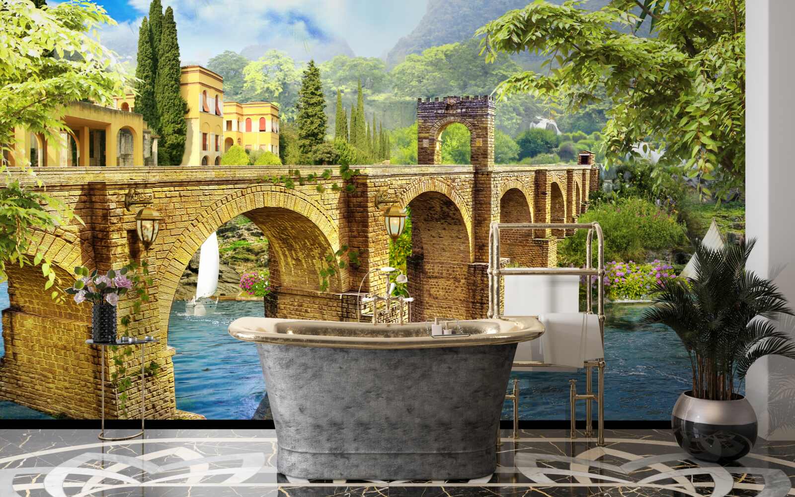 Fototapeten Eine großartige Architekturkanalbrücke