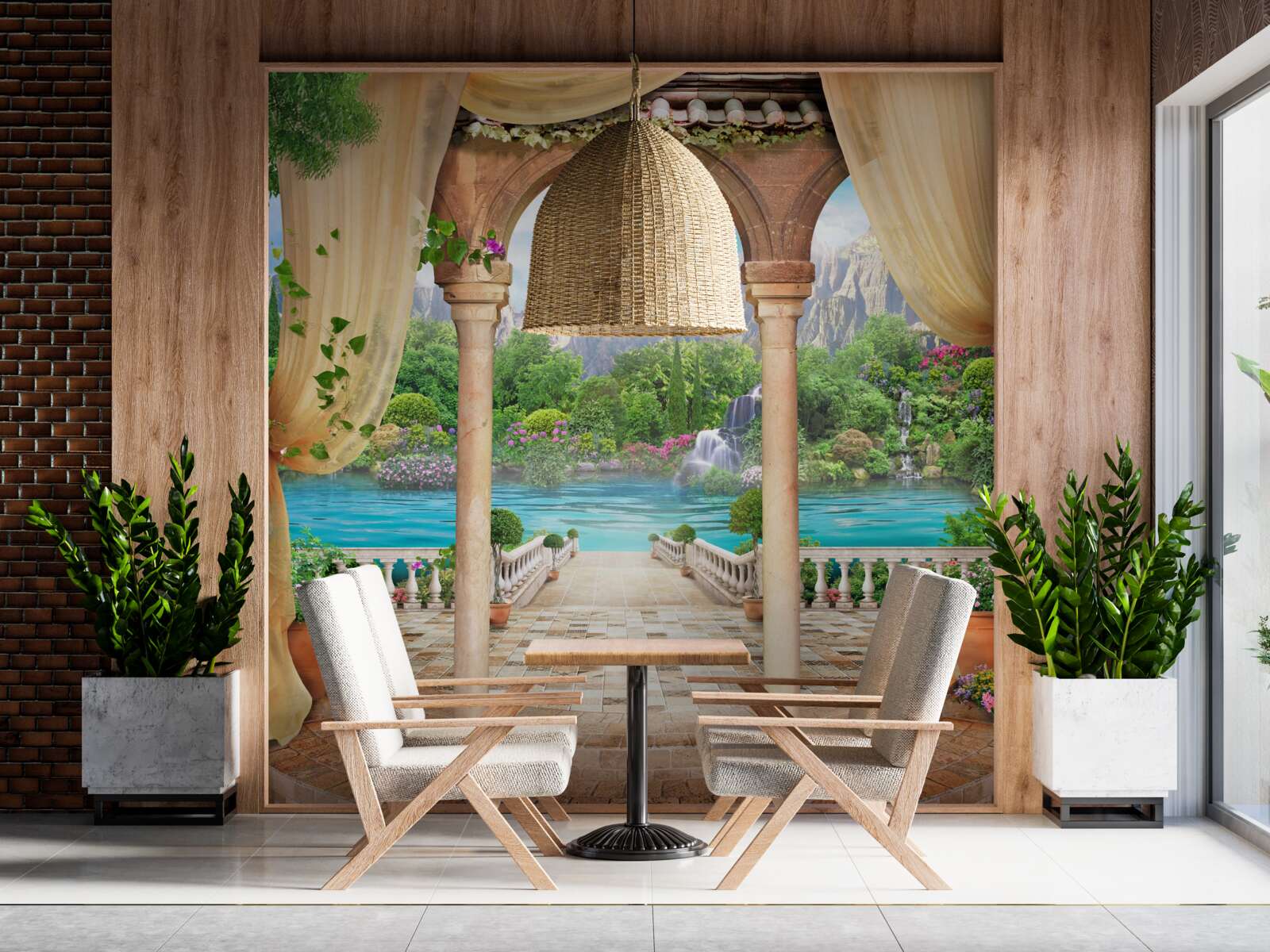 Fototapeten Bequemer Pavillon für Ruhe