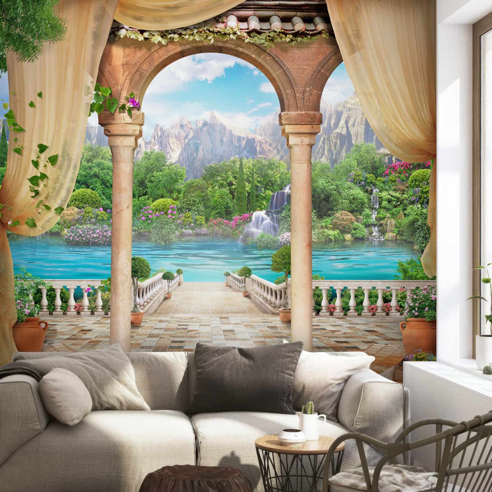 Fototapeten Bequemer Pavillon für Ruhe