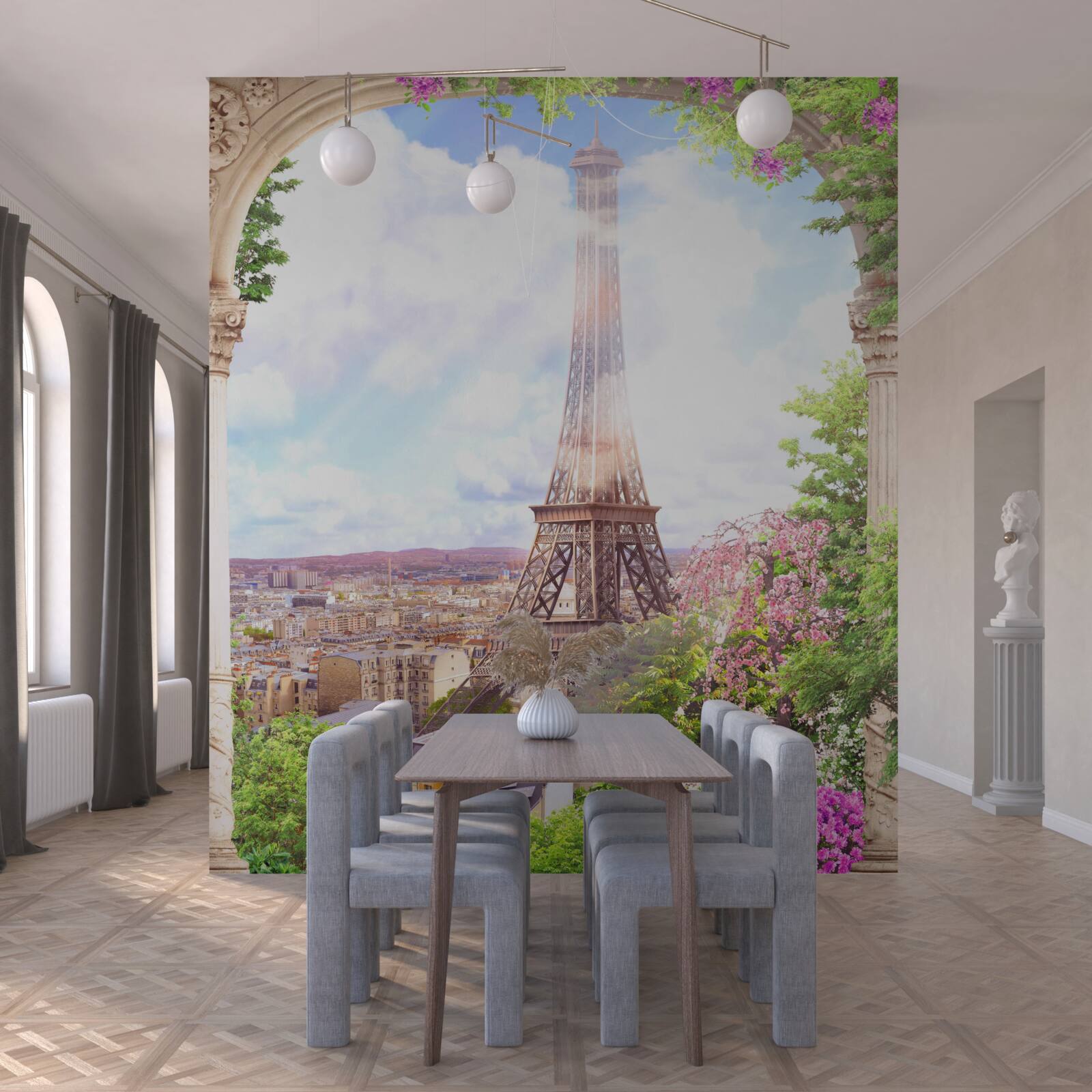 Fototapeten Panorama von Paris mit dem Eiffelturm