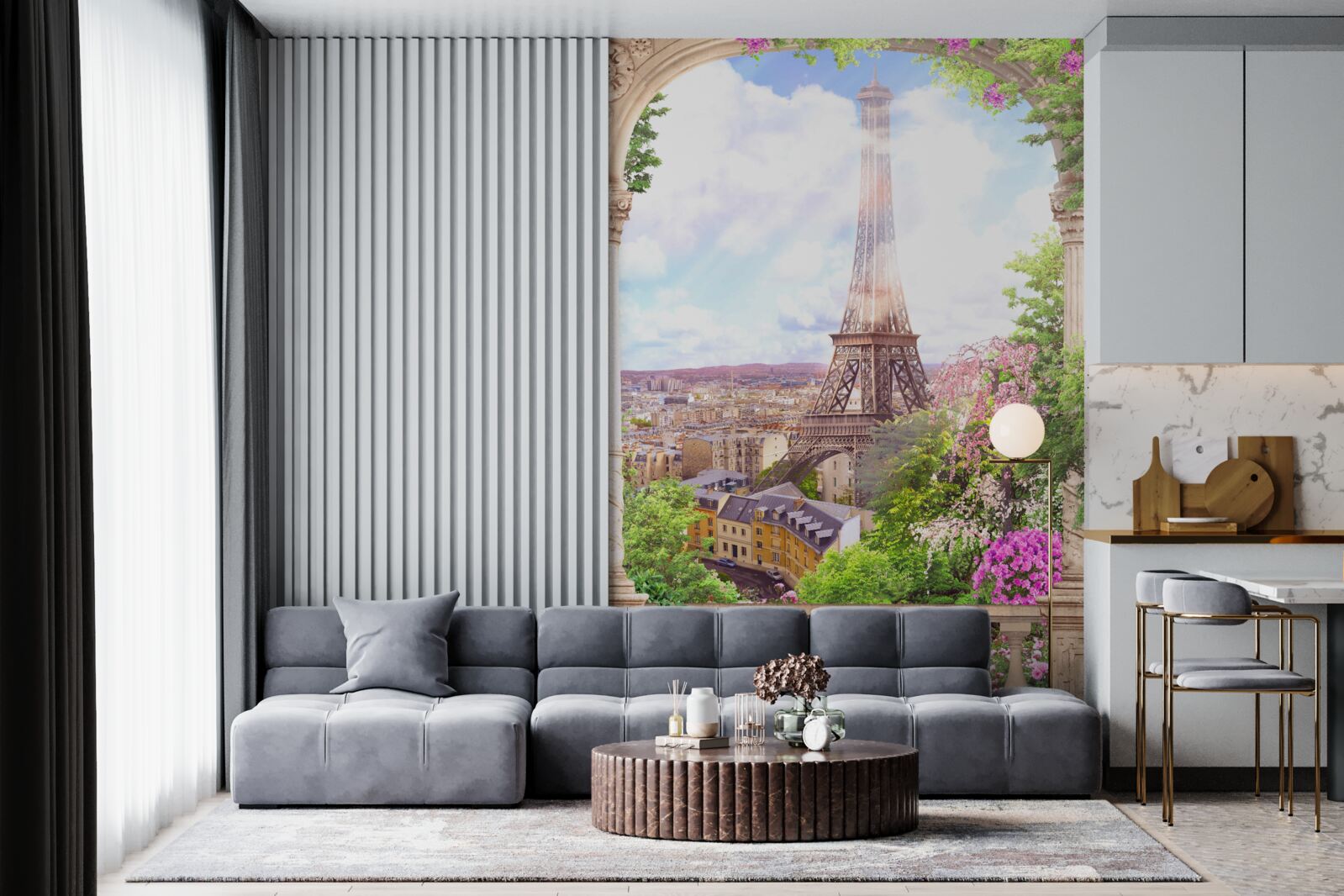 Fototapeten Panorama von Paris mit dem Eiffelturm