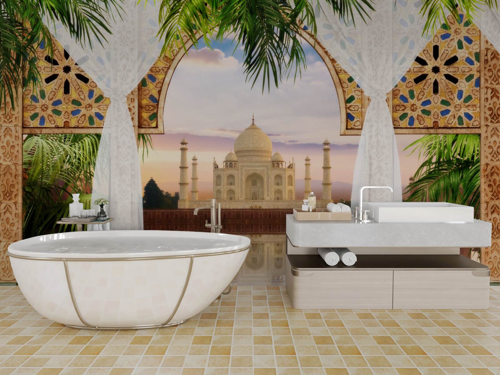 Fototapeten Landschaft aus Taj Mahal