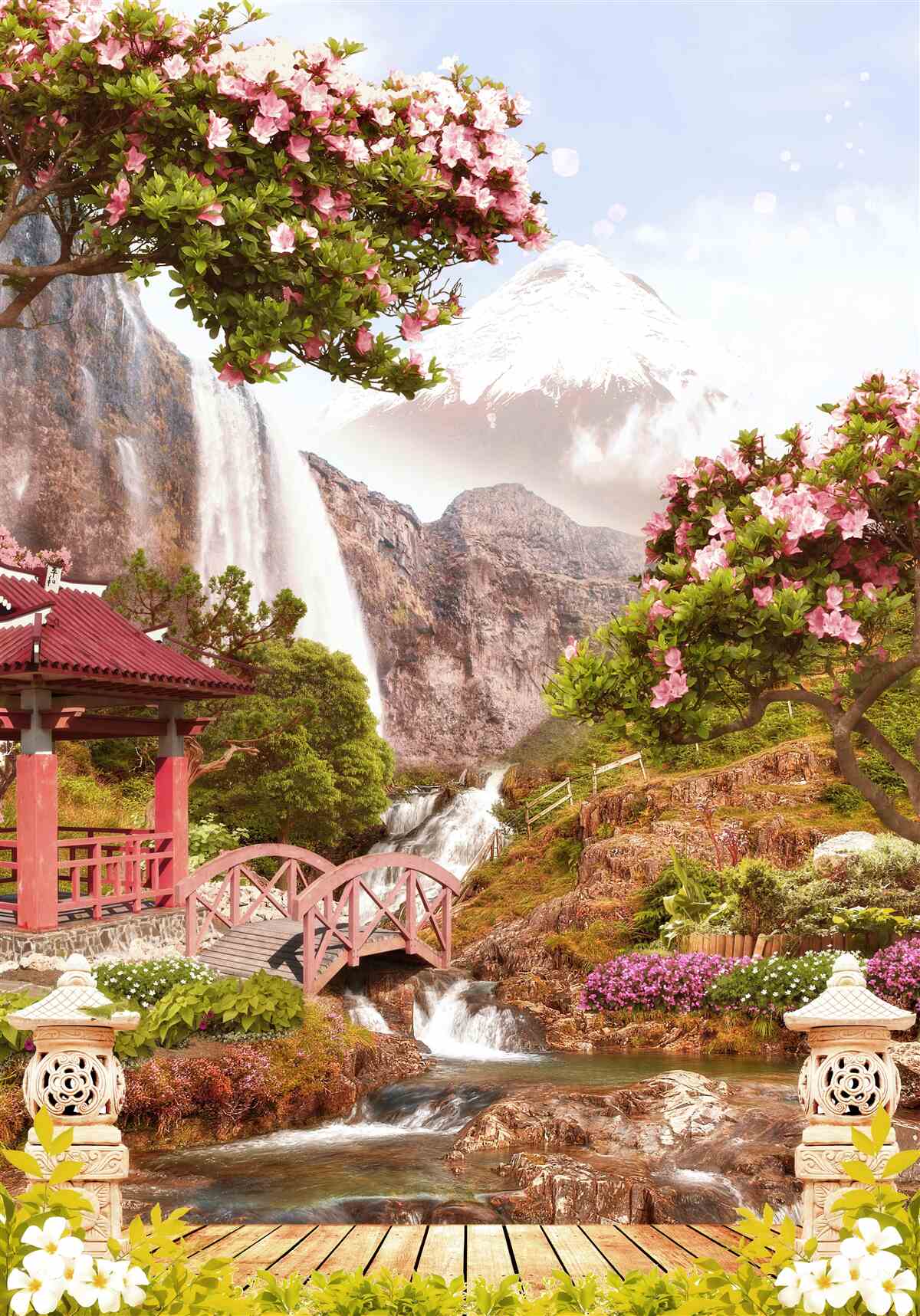 Fototapeten Ein Gartenblüten mit chinesischer Schönheit