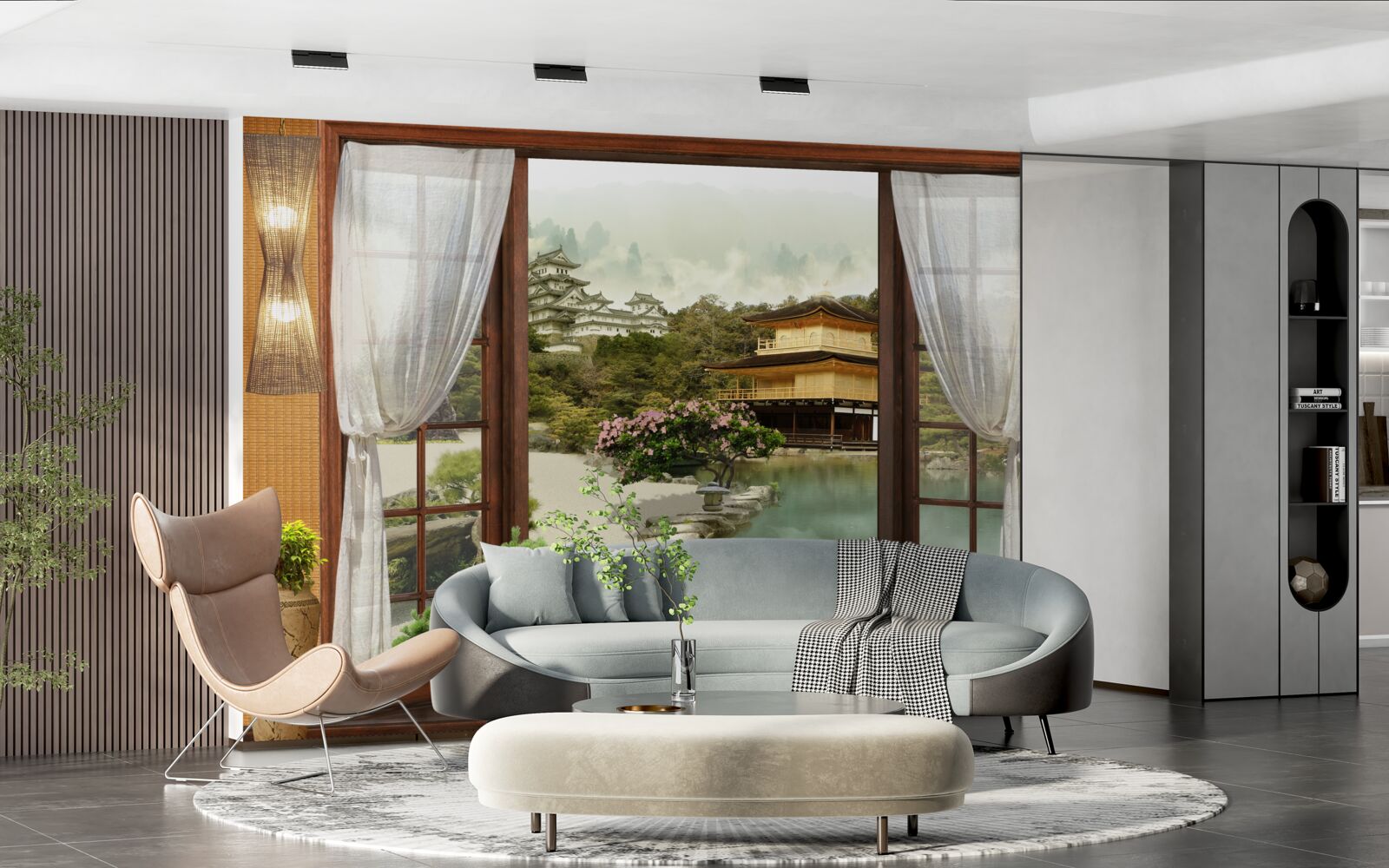 Fototapeten Blick von einem Haus, das in einem orientalischen Stil dekoriert ist