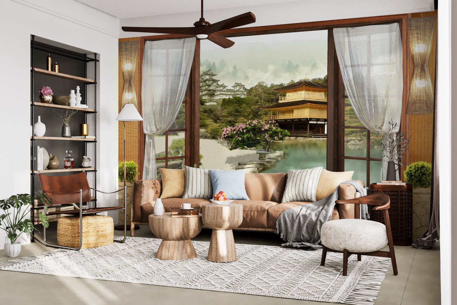 Fototapeten Blick von einem Haus, das in einem orientalischen Stil dekoriert ist