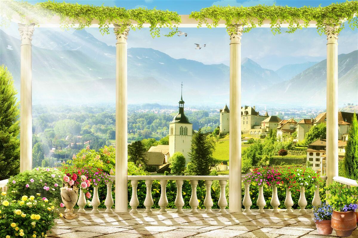 Fototapeten Blick auf Italien vom Balkon