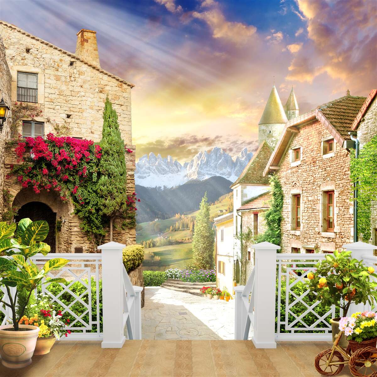 Fototapeten Veranda im provenzalischen Stil
