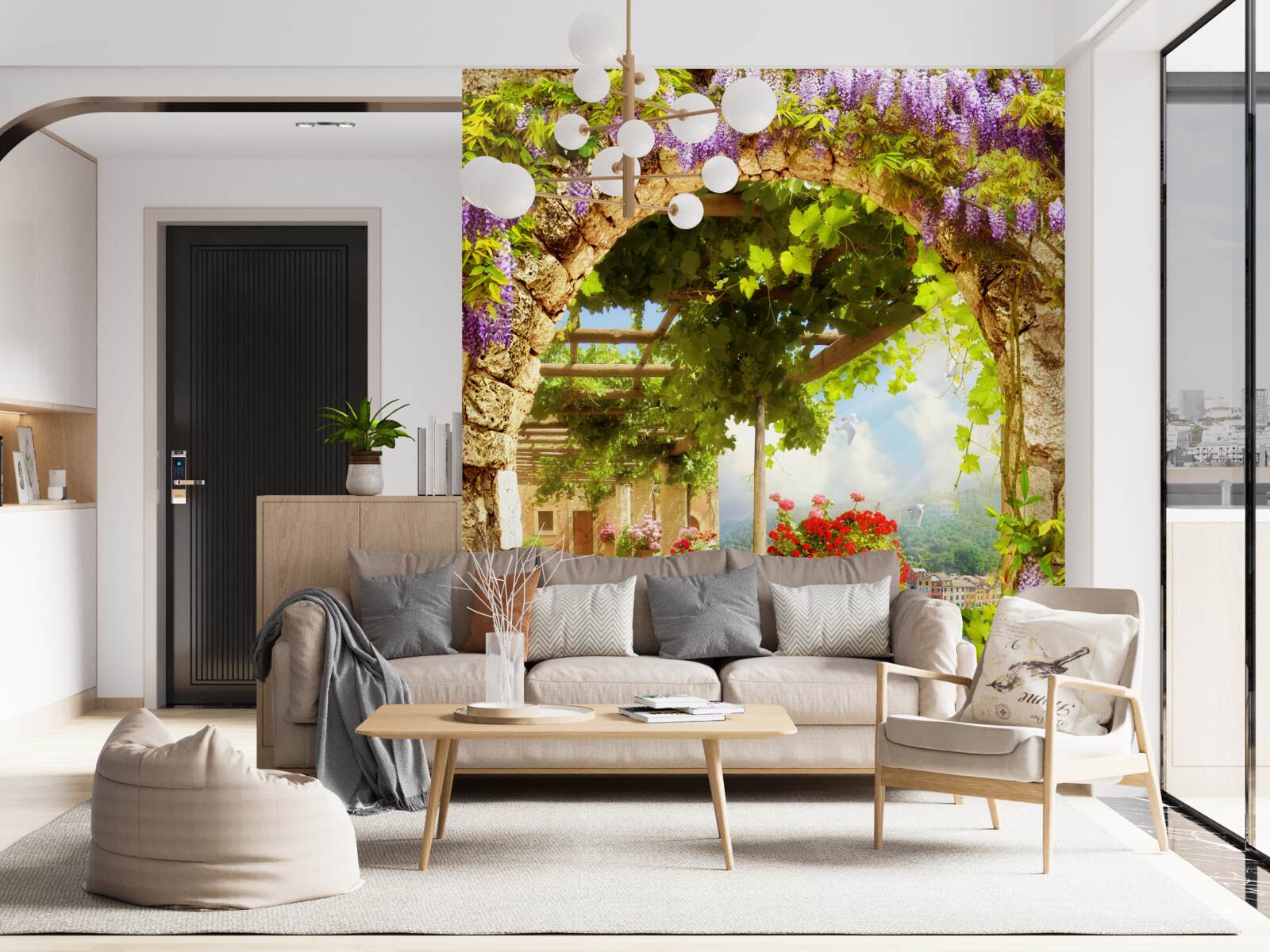 Fototapeten Die Blumen erfüllten die gesamte Terrasse