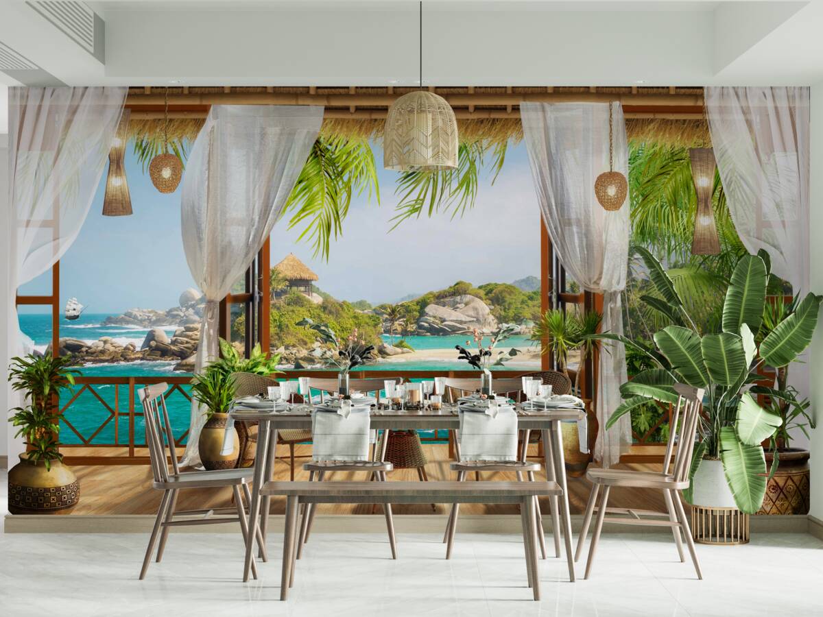 Fototapeten Veranda auf einer exotischen Insel