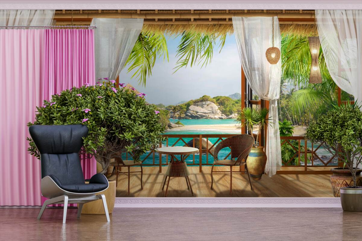 Fototapeten Veranda auf einer exotischen Insel
