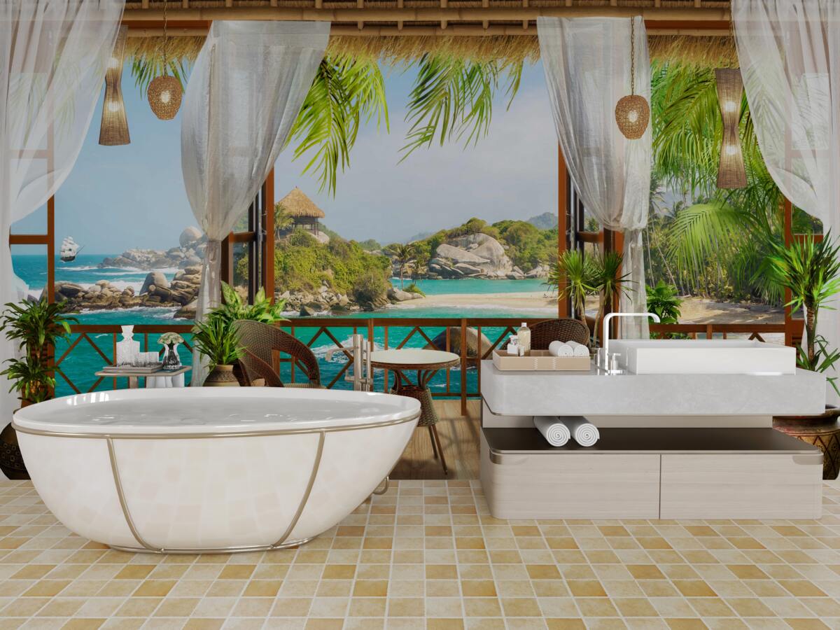 Fototapeten Veranda auf einer exotischen Insel
