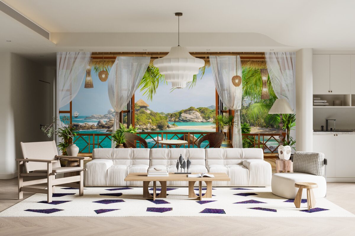 Fototapeten Veranda auf einer exotischen Insel