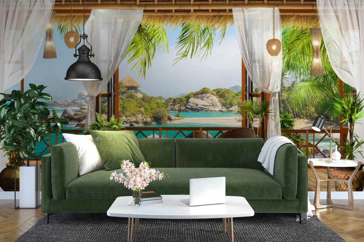 Fototapeten Veranda auf einer exotischen Insel