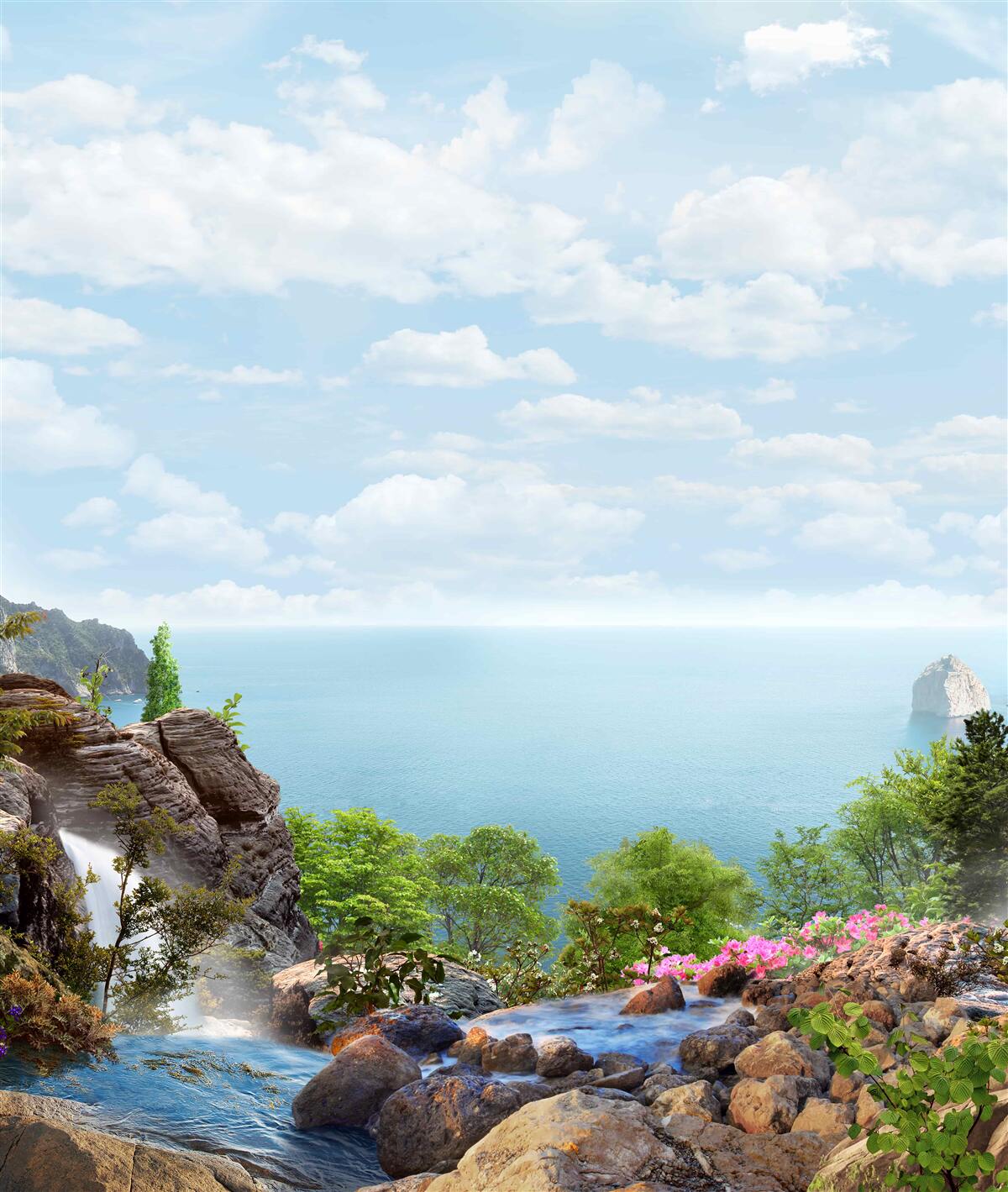 Fototapeten Wasserfall am Rand der Klippe