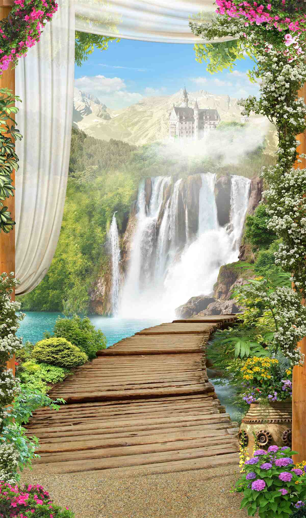 Fototapeten Weg zum Wasserfall