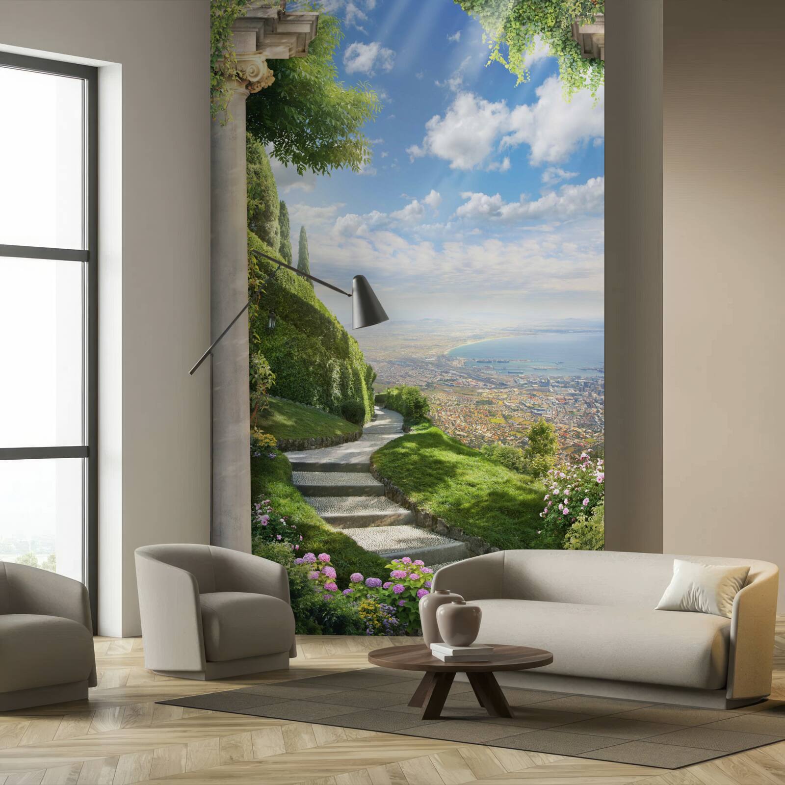 Fototapeten Landschaft mit Blick auf den Hafen