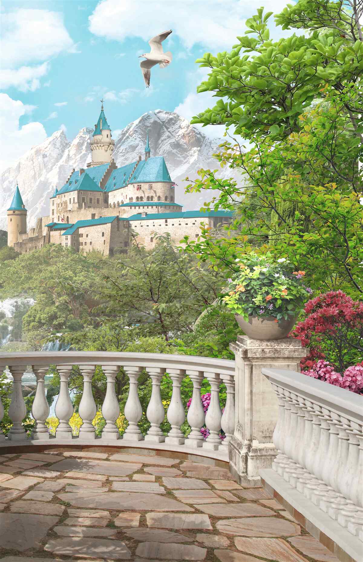 Fototapeten Loggia mit Blick auf die Festung