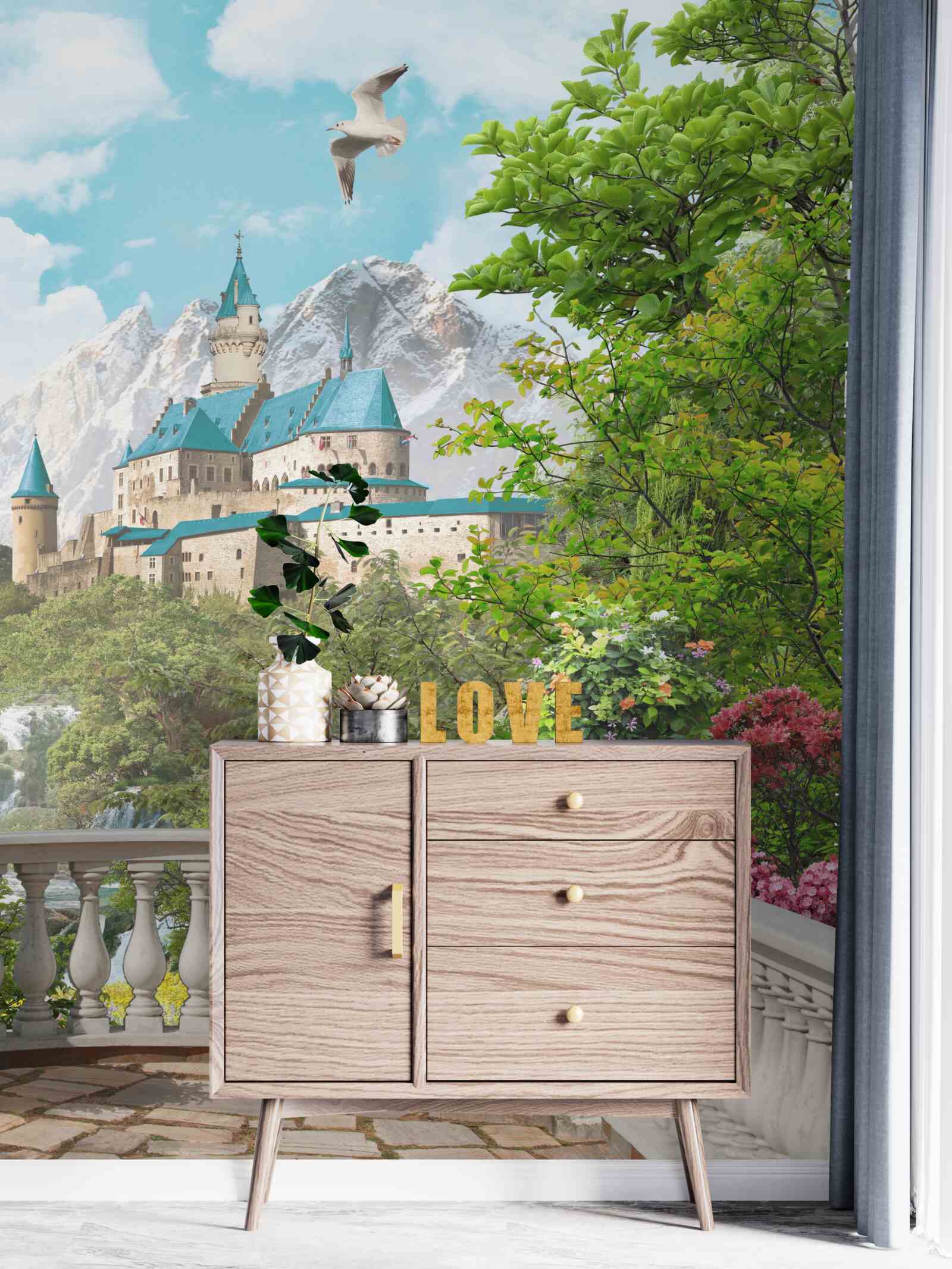 Fototapeten Loggia mit Blick auf die Festung