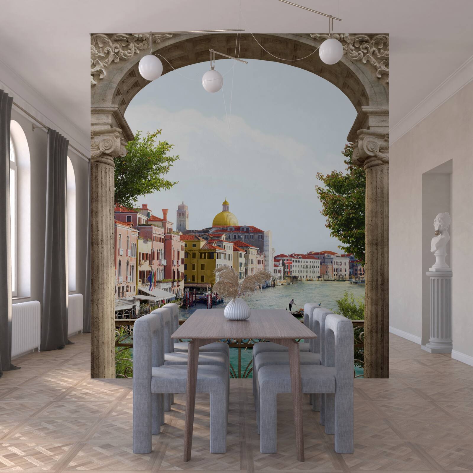 Fototapeten Bogen auf der Terrasse und eine wundervolle Landschaft