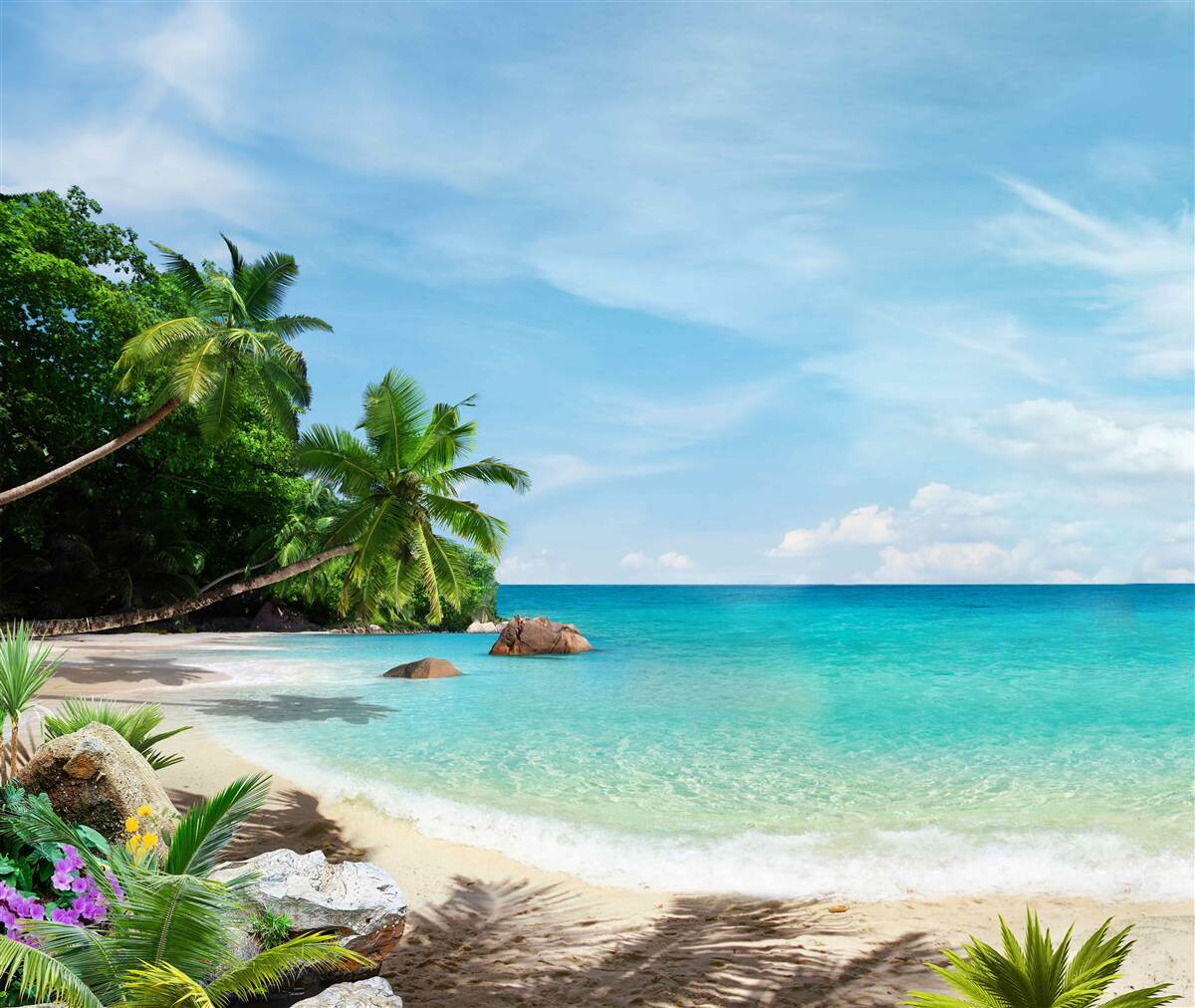 Fototapeten Strand mit Sand und Meeresoberfläche