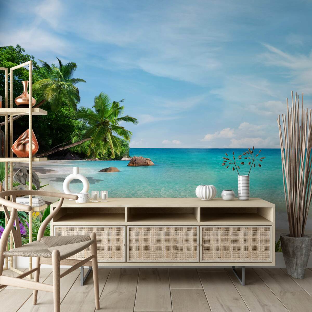 Fototapeten Strand mit Sand und Meeresoberfläche