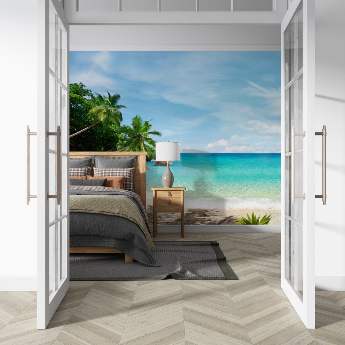 Fototapeten Strand mit Sand und Meeresoberfläche