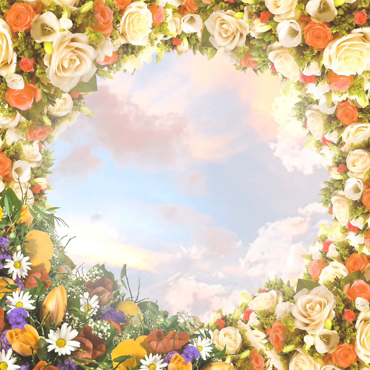 Fototapeten Himmel von Blumen umgeben