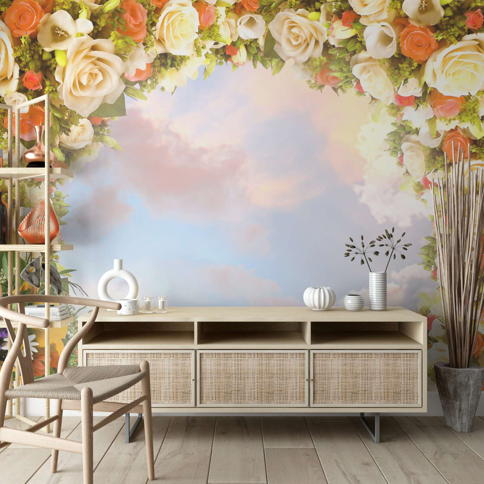 Fototapeten Himmel von Blumen umgeben