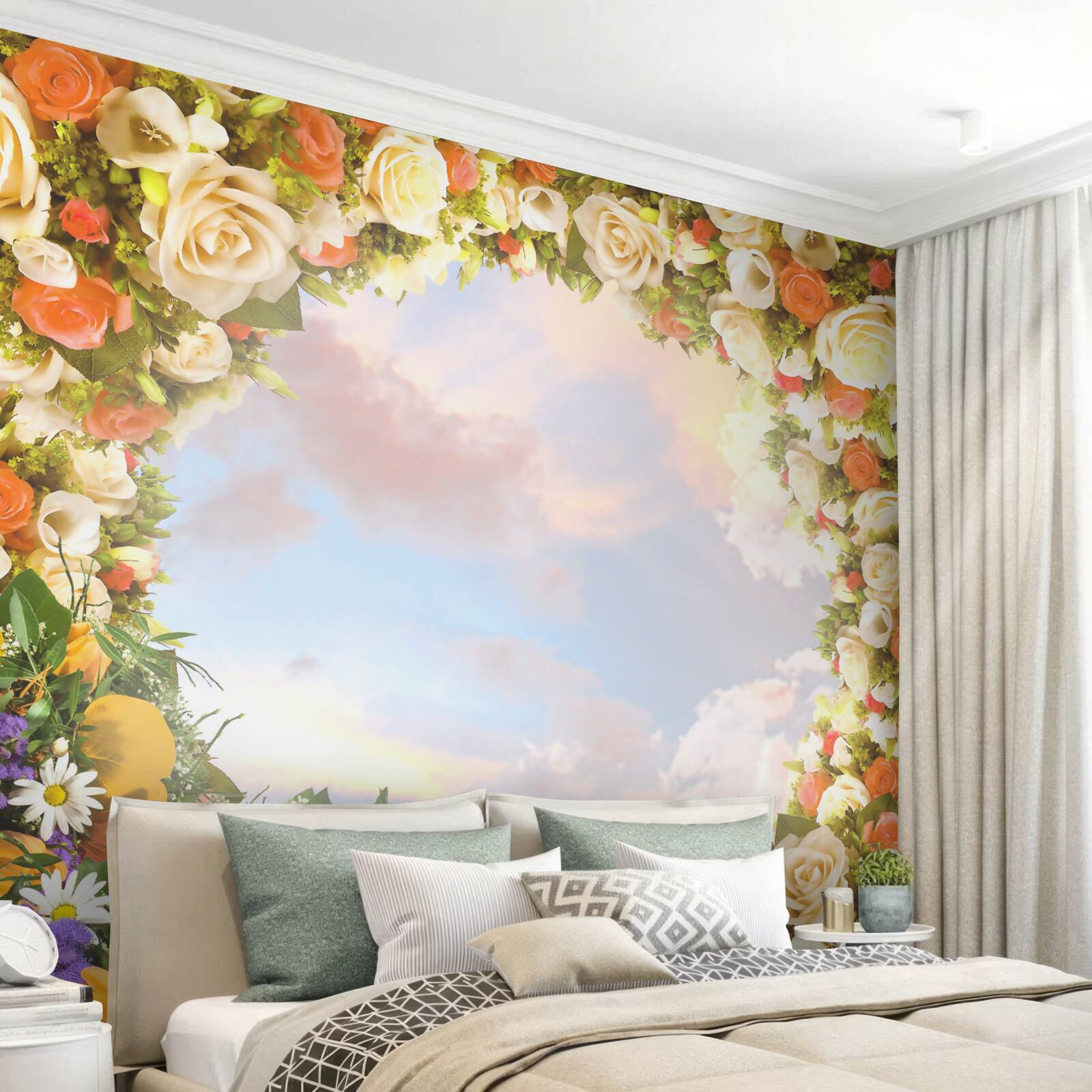 Fototapeten Himmel von Blumen umgeben