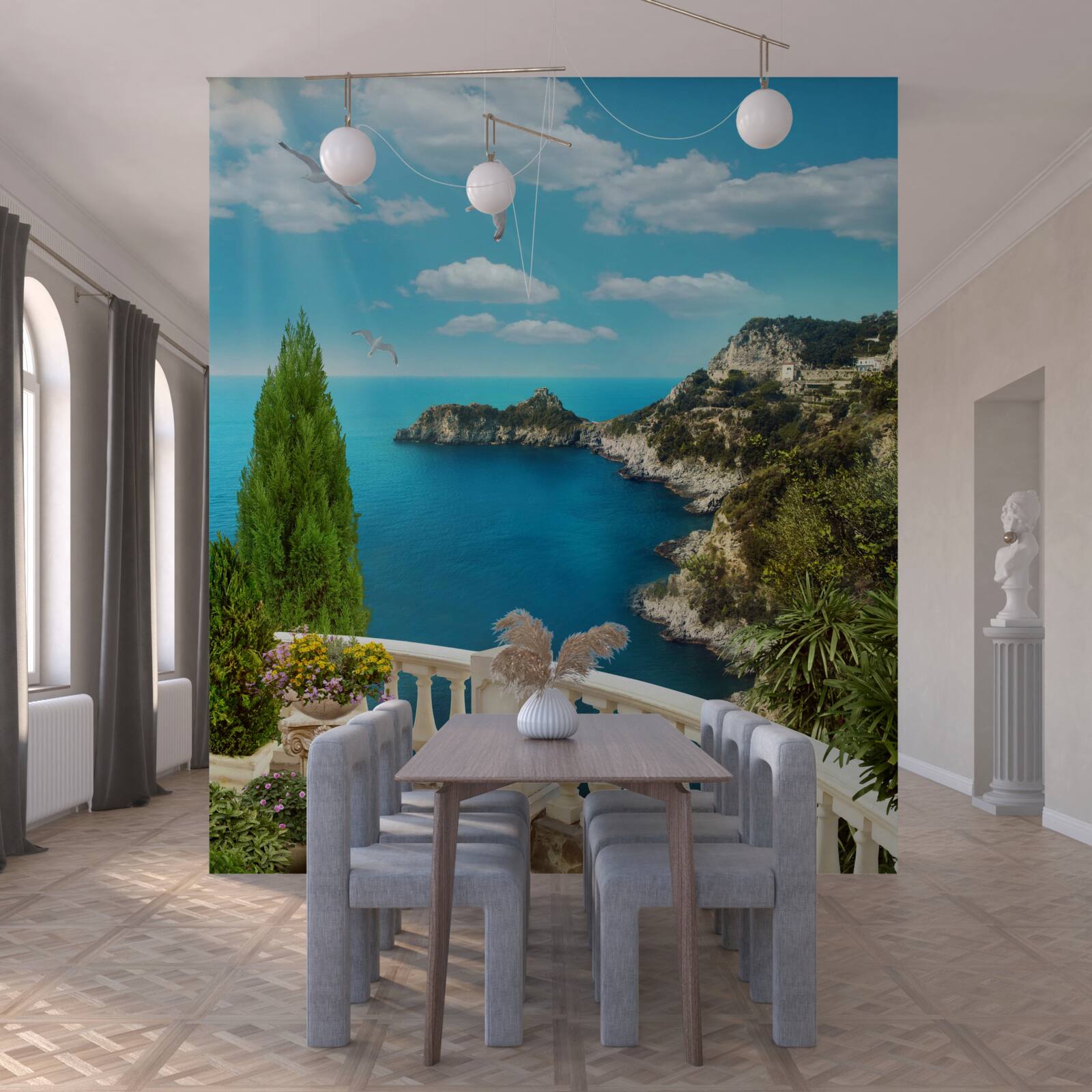 Fototapeten Blick auf das Meer vom Balkon