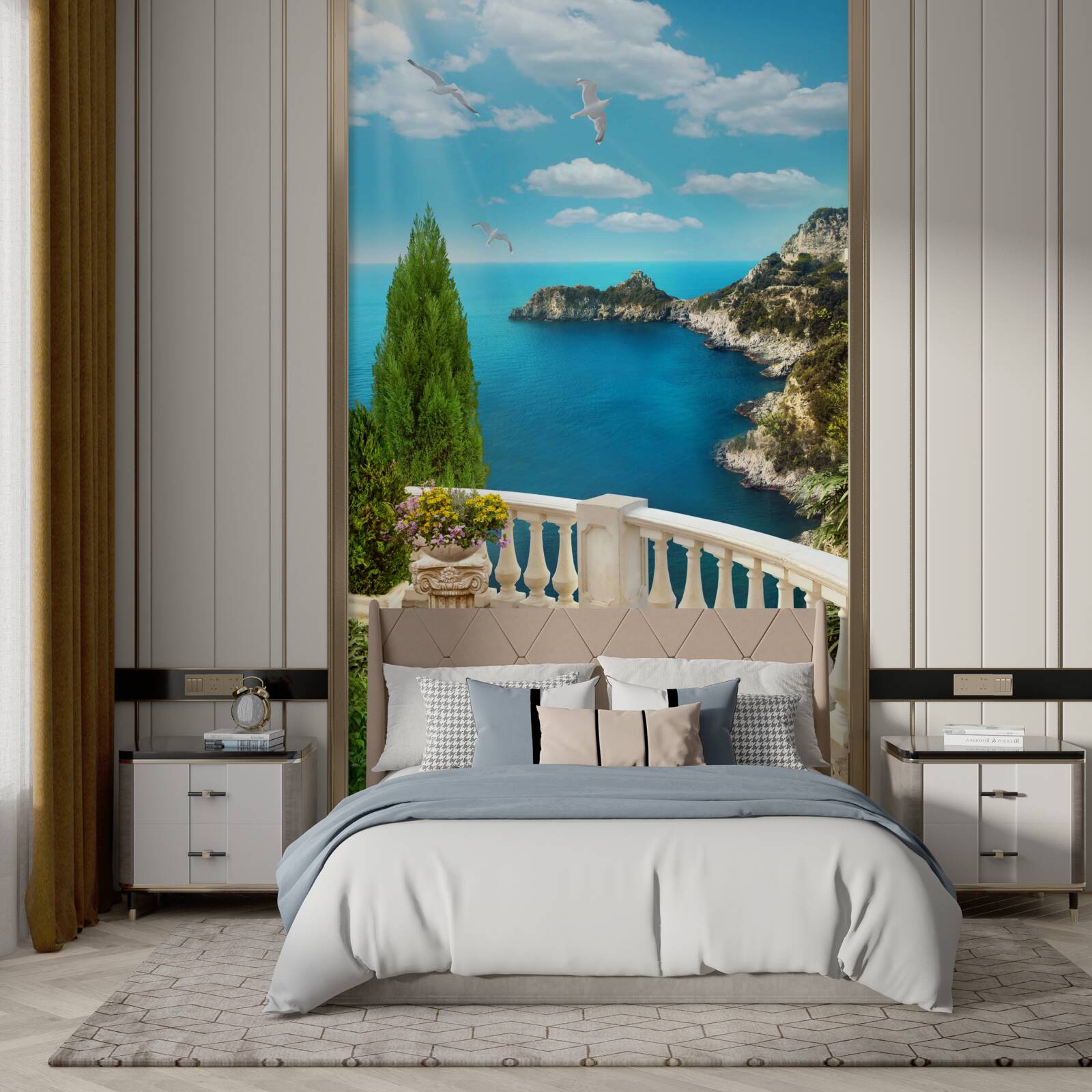 Fototapeten Blick auf das Meer vom Balkon