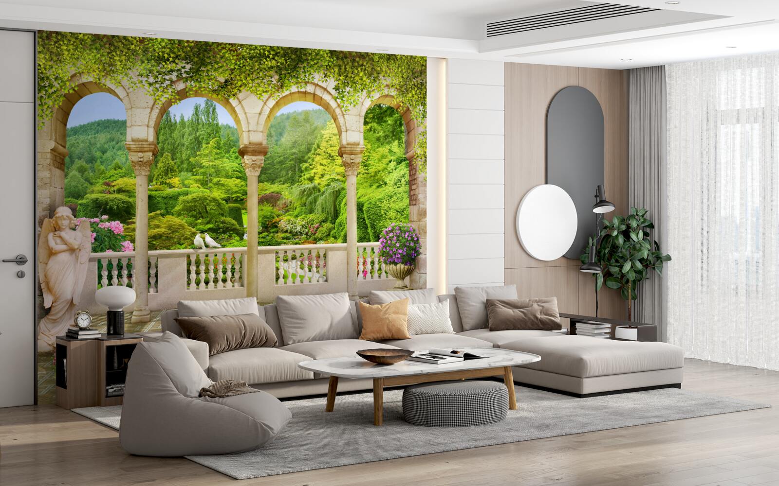 Fototapeten Balkon mit Spalten in Form von Bögen