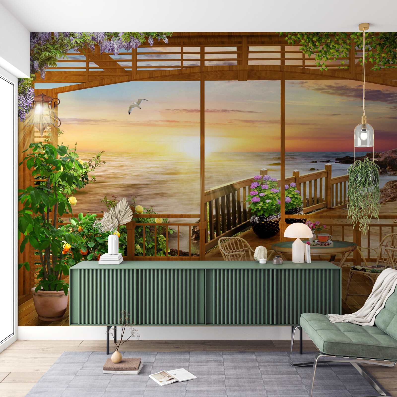 Fototapeten Terrasse mit Meerblick