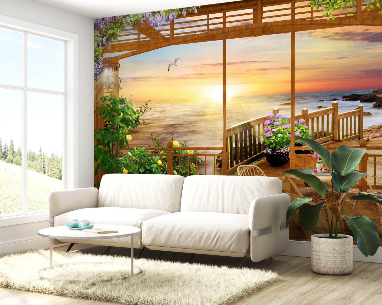 Fototapeten Terrasse mit Meerblick