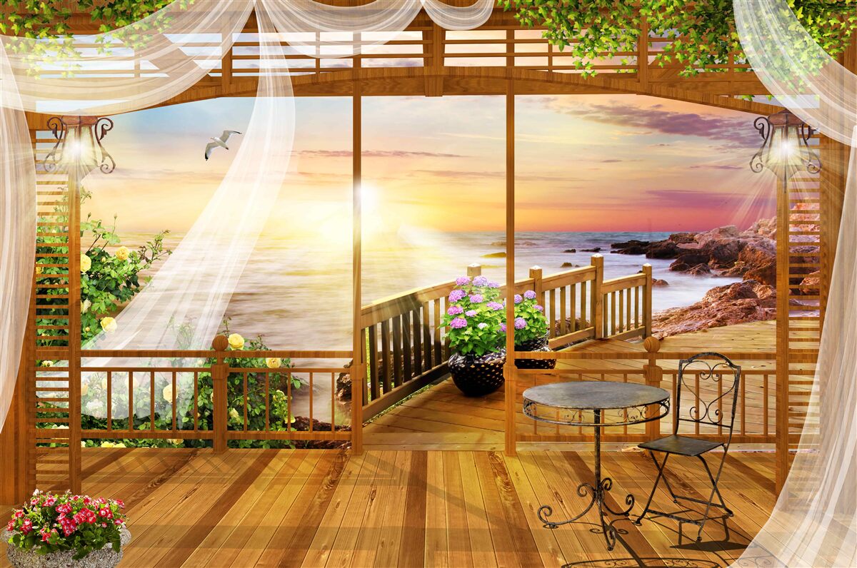Fototapeten Ein wunderschöner Balkon mit tollen Aussichten
