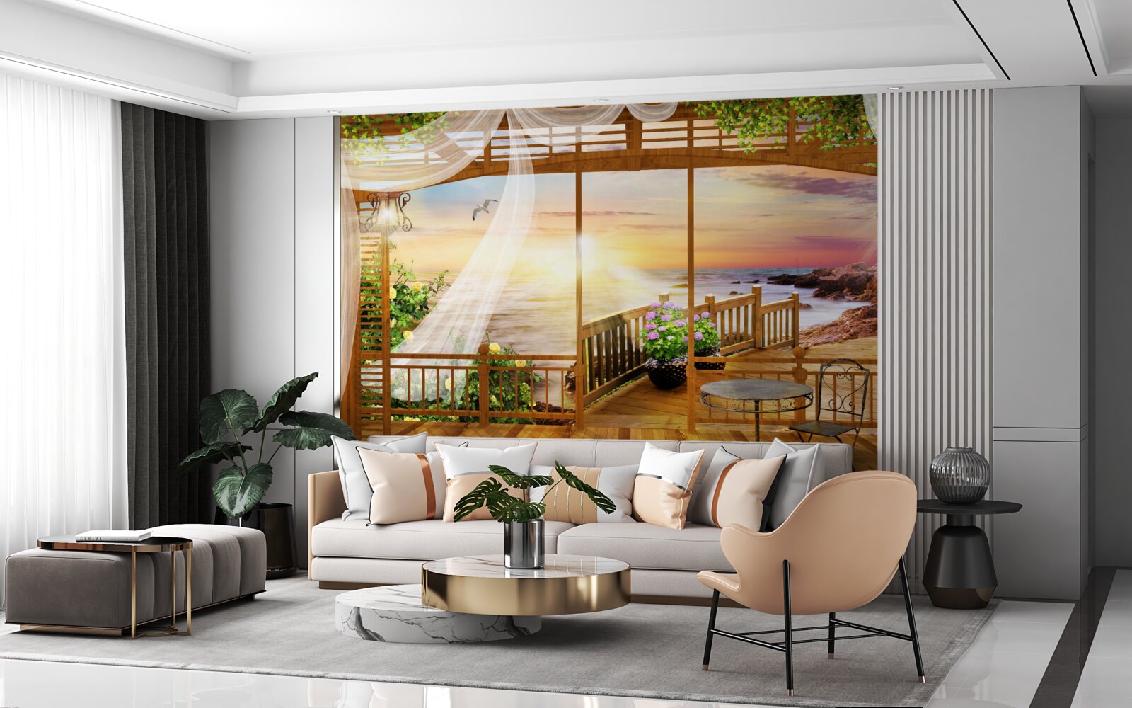 Fototapeten Ein wunderschöner Balkon mit tollen Aussichten