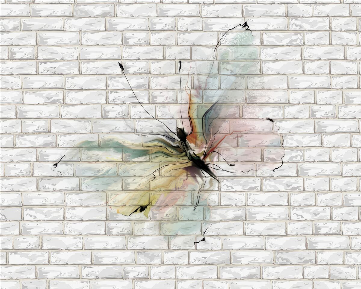 Fototapeten Schmetterling mit transparenten Flügeln an der Wand
