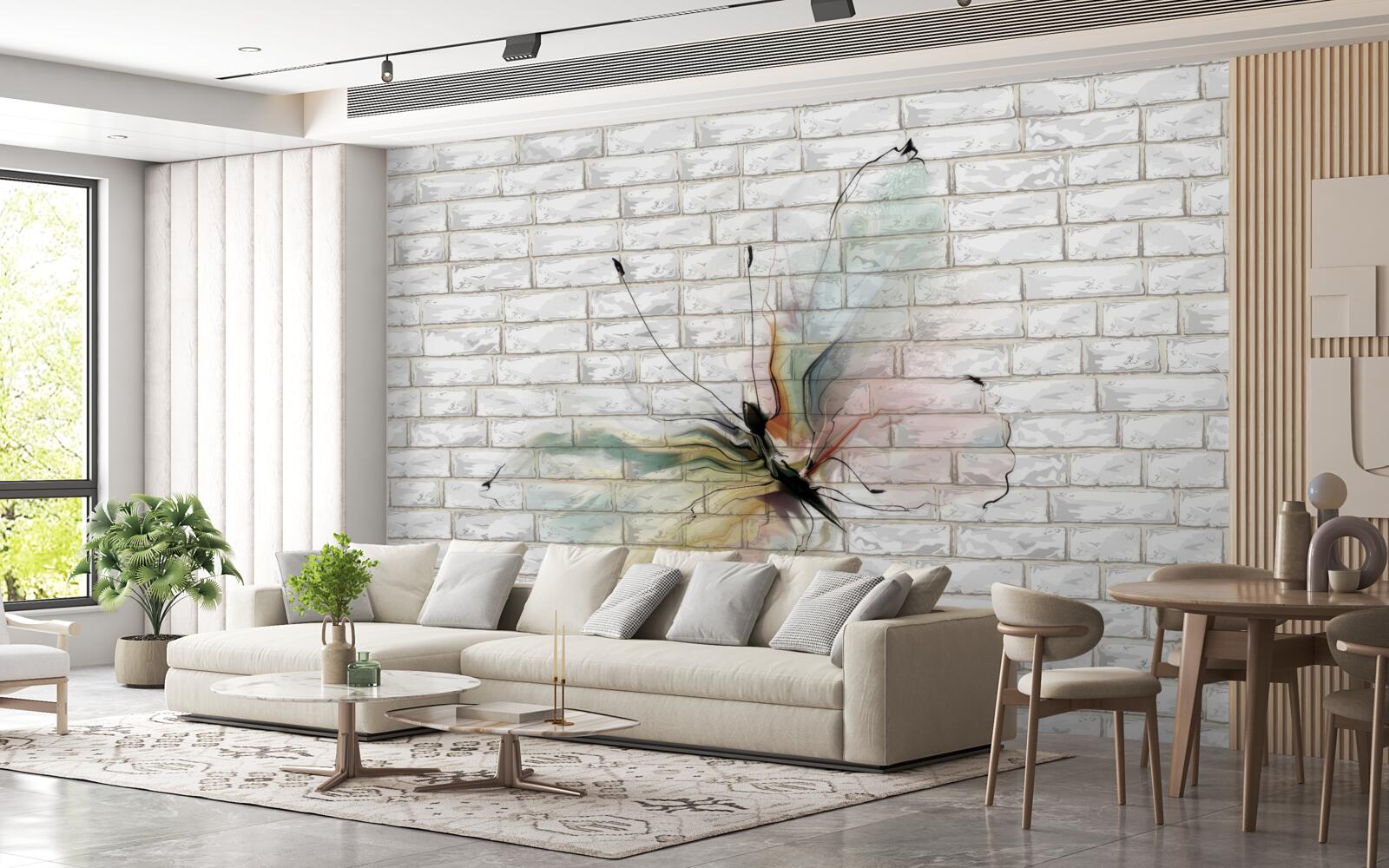Fototapeten Schmetterling mit transparenten Flügeln an der Wand
