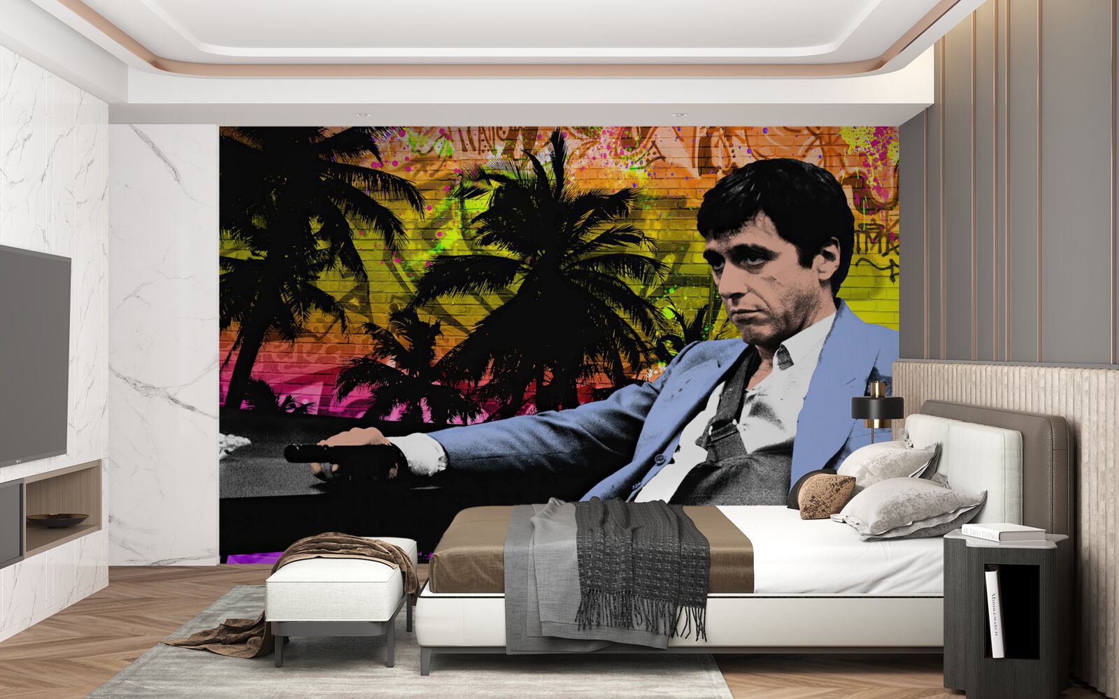 Fototapeten Ein trauriger Mann saß am Tisch
