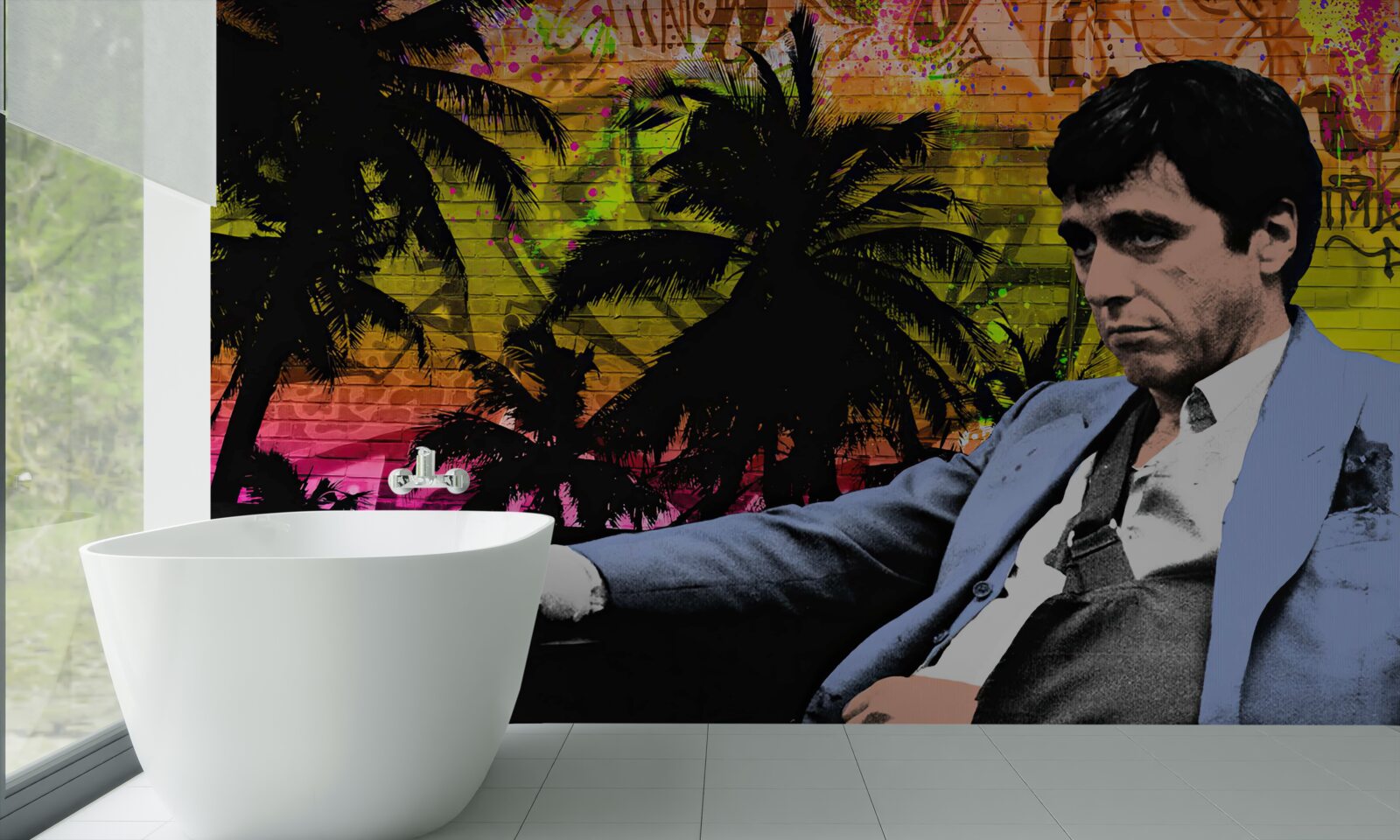 Fototapeten Ein trauriger Mann saß am Tisch